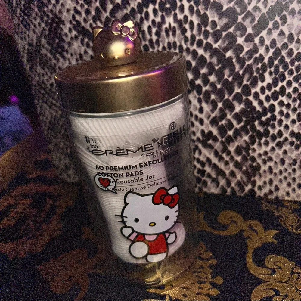 Hello Kitty The Creme shop 80 premium exfoliating cotton pads & collectors jar.